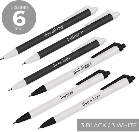 Buy Canopy Street Black And White Female Empowerment Pen Set / 6 Black ...