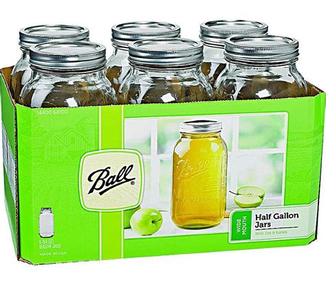 Jarden Ball Half Gallon Wide Mouth Canning Jars With Lids, 64 Ounce ...