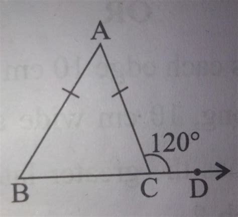 In given figure AB = AC and ACD = 120°, then find value of a - Brainly.in