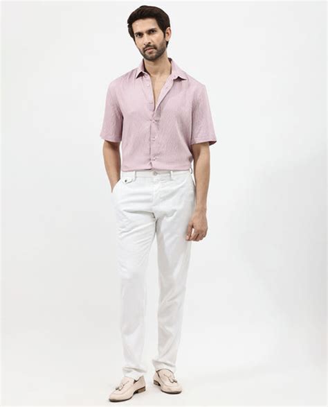 Rare Rabbit Mens Zion Dusky Pink Cotton Fabric Half Sleeve Boxy Fit Te
