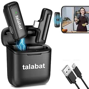 Talabat Wireless Mic Lavalier Microphone with Charging Case,Compatible ...
