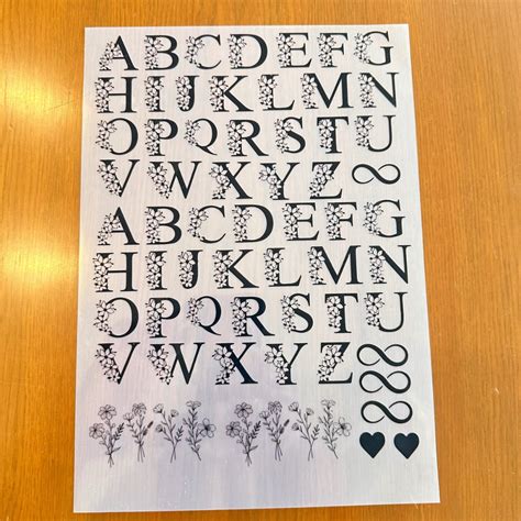 A4 Insert Sheet - Floral Alphabet Sheet – Resin24