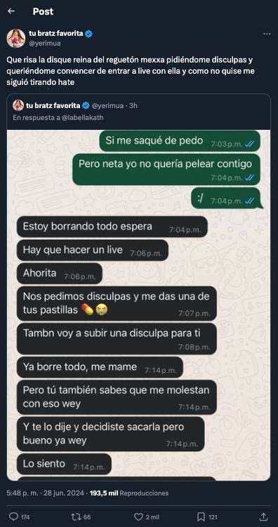 Yeri Mua y Bellakath se andan peleando otra vez con los peores insultos ...
