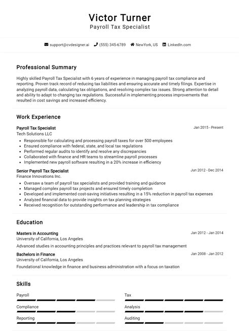 18 Payroll Specialist Resume Examples And Templates for 2026 - ResumeDesign.ai