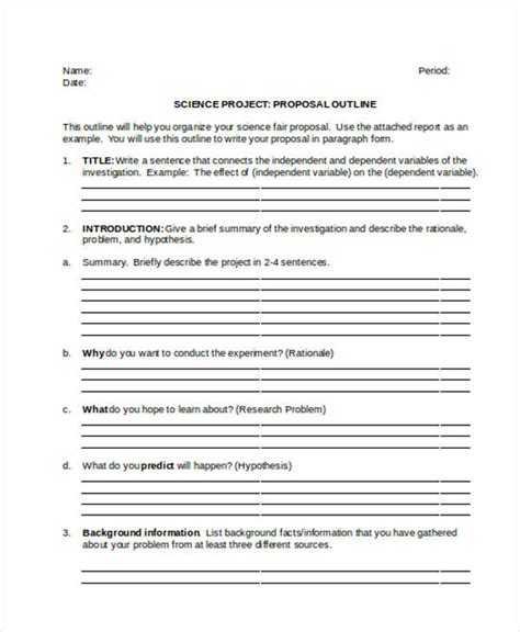 Science Project Outline Template 的图像结果