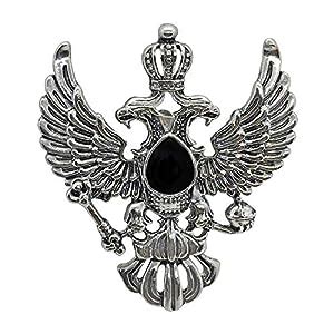 FURE Metal Crowned Eagle Brooch (Antic Rhodium) for Men & Women ...