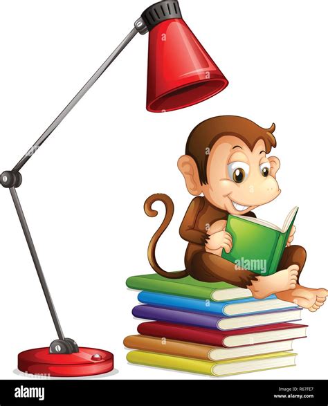 Monkey reading book on white background illustration Stock Vector Image ...
