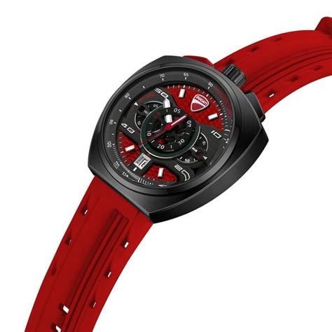 Buy Online Ducati Quartz Chronograph Red Dial Red Silicone Strap Watch ...