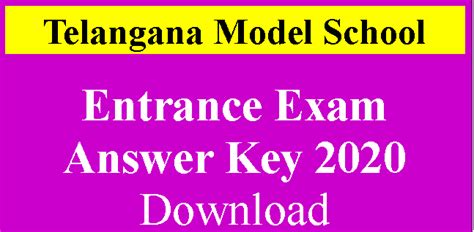 Telangana Model School Answer Key 2020 Download | TSMS Entrance Test ...