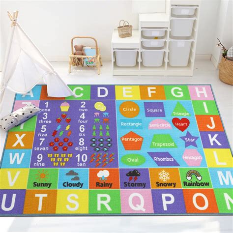 Capslpad Kids Rug 5'2" x 3'3" Playroom Rug Mat with ABC Alphabet ...