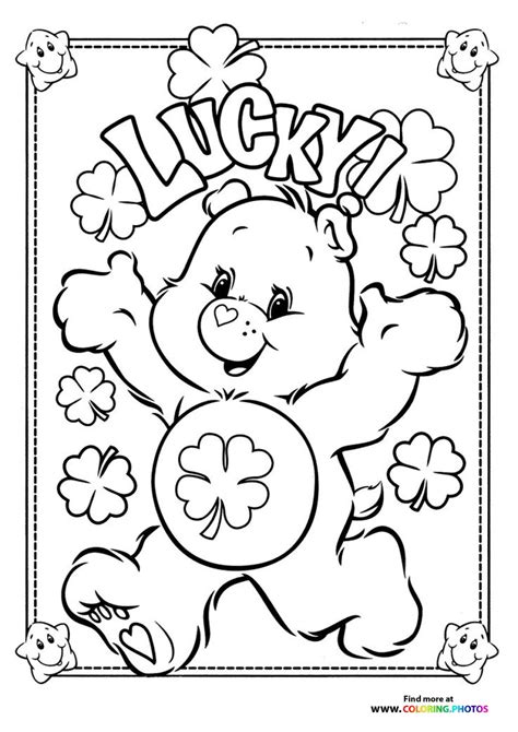 Lucky Teddy bear st patricks day - Coloring Pages for kids