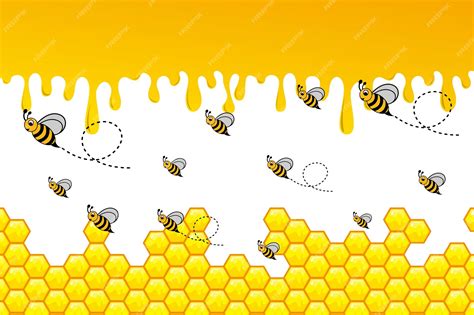 Fondo de miel y abejas | Vector Premium