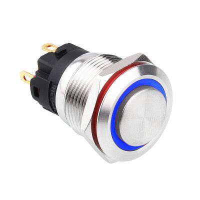 19A-G1Z-E 19mm Bulge Self Locking Illuminated Metal Button - Blue ...