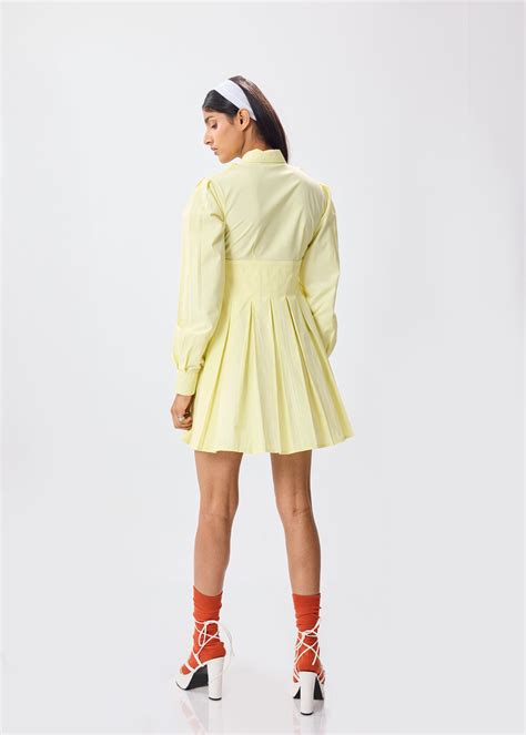 LEMON PLEATED SHIRT DRESS – Thnwhn