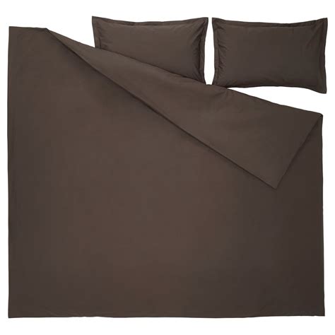 HAMPFLOCKEL duvet cover and 2 pillowcases, brown, 240x220/50x80 cm ...