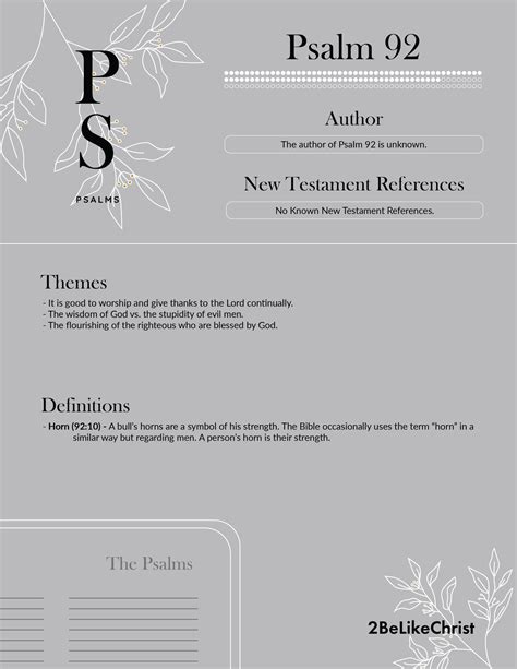 Psalm 92 Summary - 5 Minute Bible Study — 2BeLikeChrist