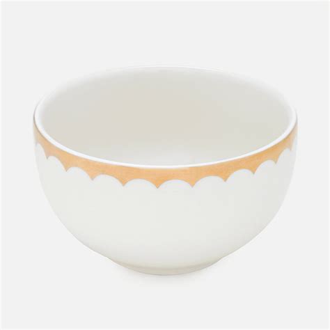 Shop Set of 2 Ivory and Gold Scallop Detail Ceramic Small Bowls - at ...