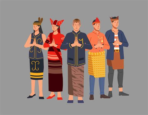 Cultural diversity of the Indonesian state, people man and woman wear traditional clothes from ...