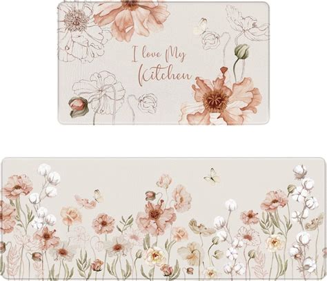 Amazon.com: CHICNOOK Kitchen Mat with Colorful Flowers,2 PCS Inches ...