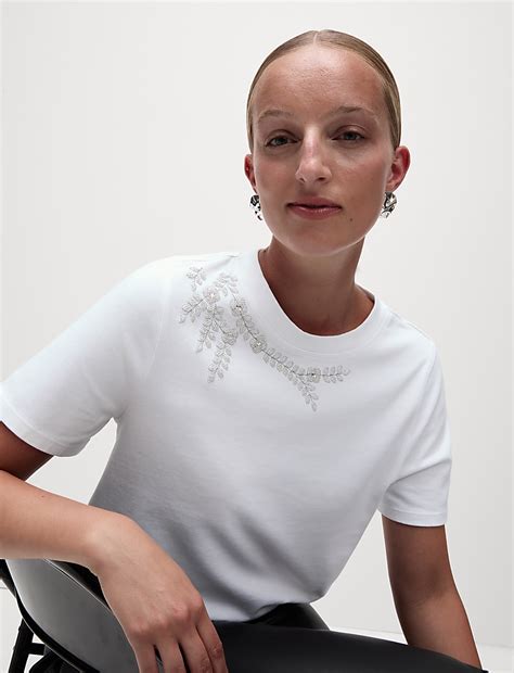 Buy Pure Cotton Embellished Top at Marks & Spencer