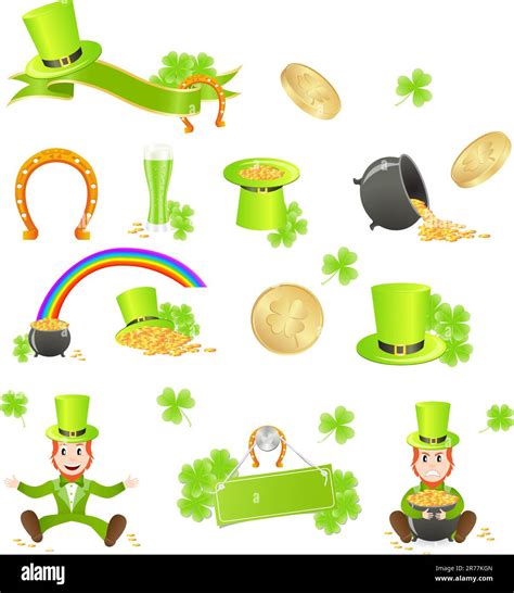 St. Patrick's Day symbols. Vector illustration, isolated on white Stock ...
