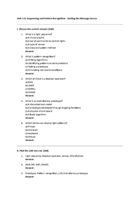 Unit 7.6 Sequencing and Pattern Recognition - Getting the Message ...