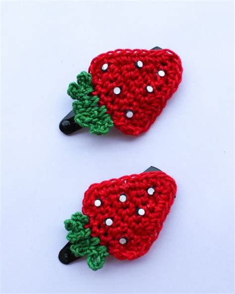 Handmade Crochet Strawberry Tic Tac Hair Pins for Girls - Red | Woonie