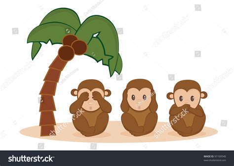 Three Little Monkeys Vector Stock Vector (Royalty Free) 91169540 ...
