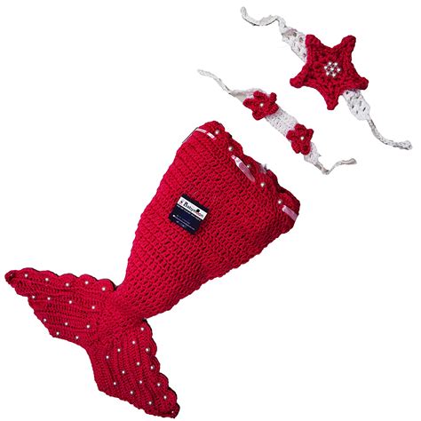 Babymoon Mermaid Newborn Photography Crochet Outfit Costume - Red ...