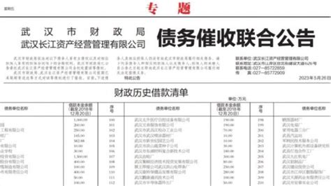 武汉市财政局刊登债务催收公告，多区财政部门在名单中_腾讯新闻