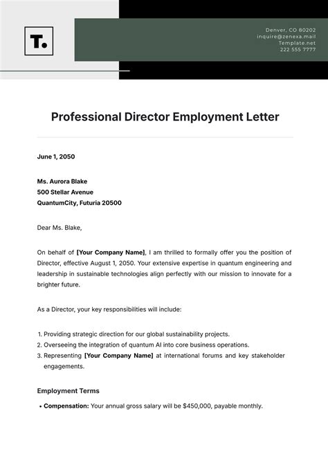 Free Director Letter Template to Edit Online