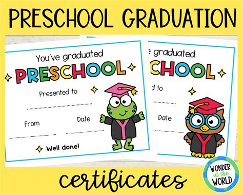 Preschool Graduation Certificates Editable PDF | End of Year Awards for ...
