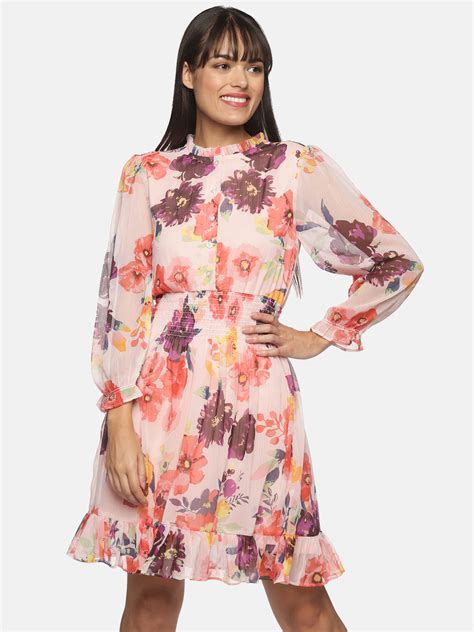 Multicolour floral short dress for women in India