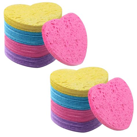 100 Count Compressed Facial Sponges For Estheticians Heart Shape ...