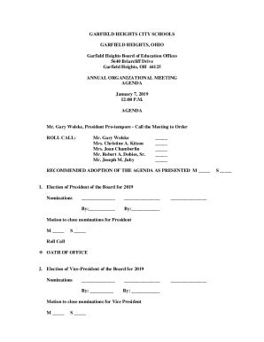 Fillable Online Election of President of the Board for 2019 Fax Email ...