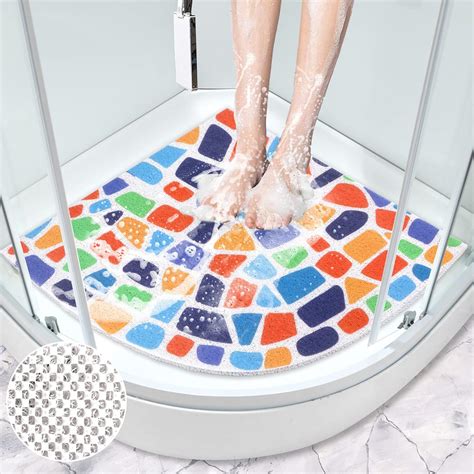 Amazon.com: Corner Shower Mat, Non Slip Bath Mat, PVC Loofah Shower ...