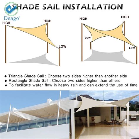 Deago 16.5' x 16.5' x 16.5' Waterproof Sun Shade Sail UV Block Canopy ...