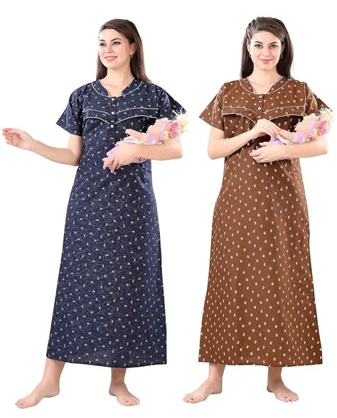 Buy Ankona Feeding Nighty in Cotton with Bitton on Neck & 2 front Zips ...