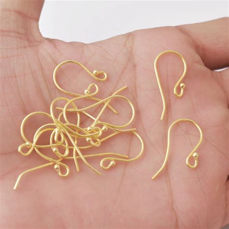 Gold Plated Earring Hooks Wires - 18mm