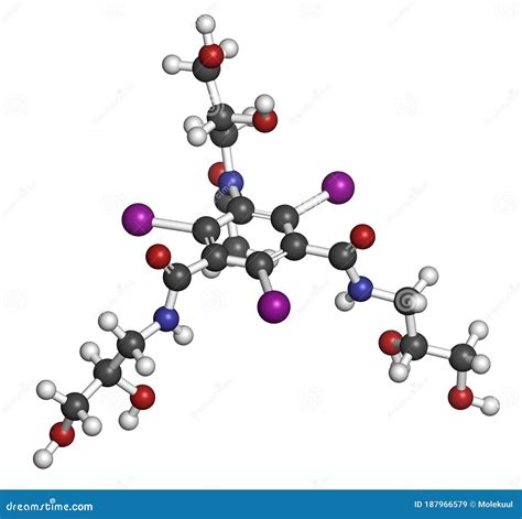 Iohexol Contrast Agent Molecule. Used in Coronary Angiography Procedures Stock Illustration ...