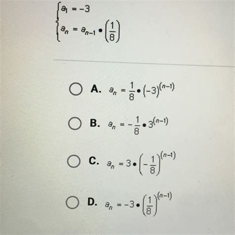 What is the explicit formula for the geometric sequence with this recursive formula? - brainly.com