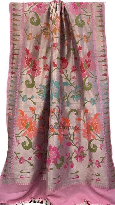 Pure Tussar Georgette Brocade Handloom Banarasi Saree | The Handlooms