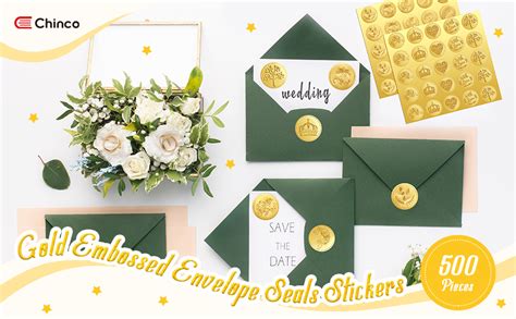 Self Adhesive Envelope Seals Whaline 500 Gold Embossed Envelope Seals ...