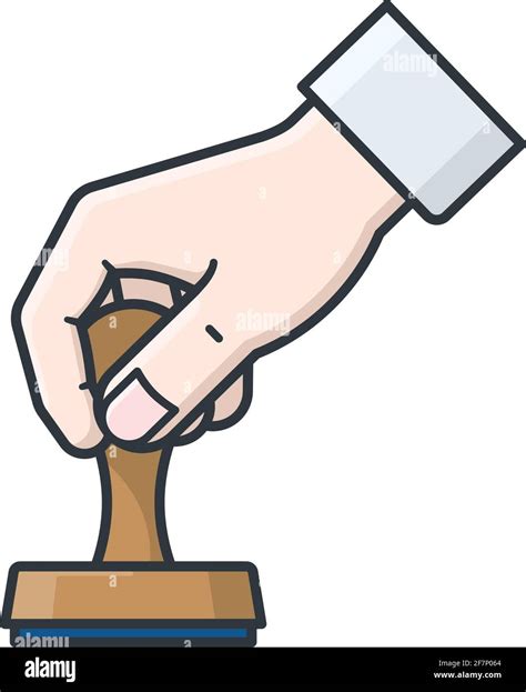 Hand with rubber stamp isolated vector illustration for Notary Public ...