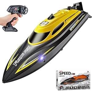 RC Boat with 2 Rechargeable Battery, 20+ MPH Fast Remote Control Boat ...