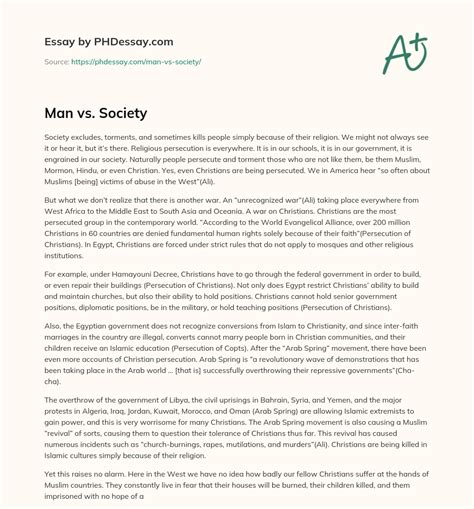 Man vs. Society - PHDessay.com