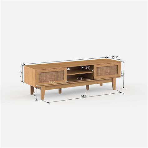 Buy Xilingol TV Stand with Rattan Sliding Doors, Low Profile Television ...