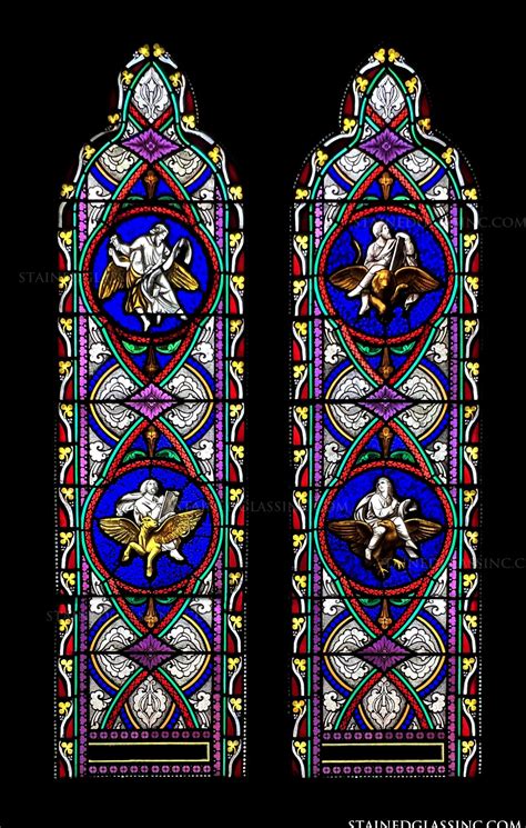 "Matthew, Mark, Luke, John" Religious Stained Glass Window