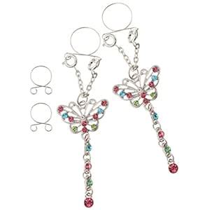 MYADDICTION 1 Pair Multicolor Crystal Butterfly Dangle Clip On Nipple ...