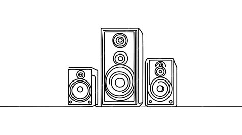 Premium Vector | Single continuous line drawing sound speaker in wooden ...